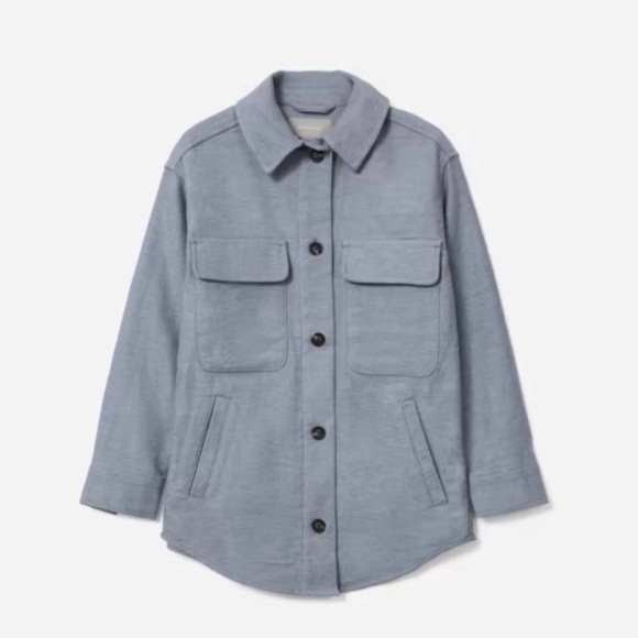 Everlane Shirt/Jacket Shacket Flannel Heathered Light Blue Medium - Picture 3 of 7